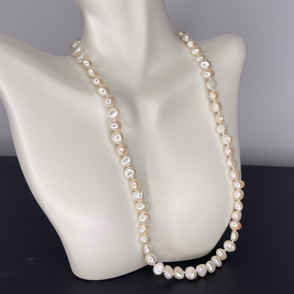 Womens‎ New White freshwater pearl stainless steel necklace bracelet set